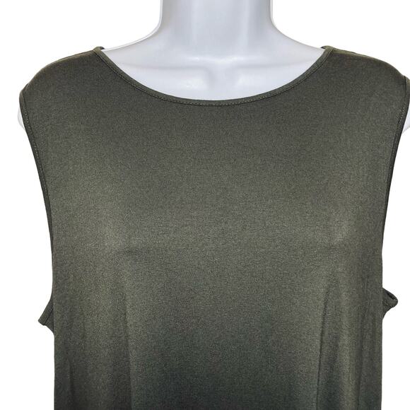 J. Jill Wearever Layering Tank Top Sleeveless Dark Olive Size Large Petite New - Picture 4 of 16